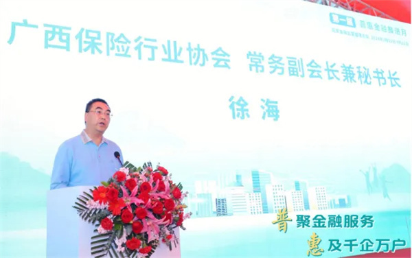 广西保险行业协会常务副会长兼秘书长徐海致辞。